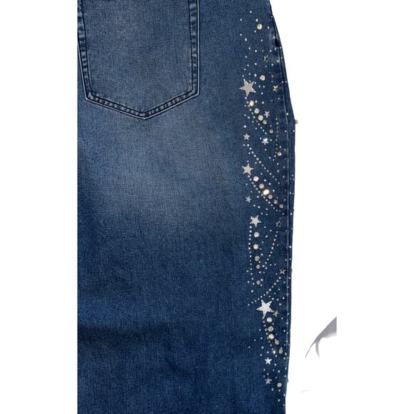 Fashion Nova StarStruck Embellished Straight Leg Jeans Size 22 - Picture 15 of 16